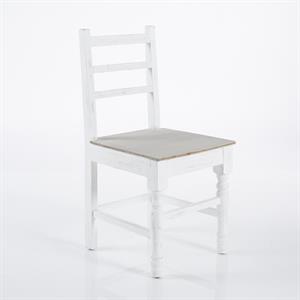 Sedia in legno di abete cm 40X42X84 bianca e naturale