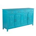 Credenza in mango 4 ante e 4 cassetti turchese cm 180x45x100h