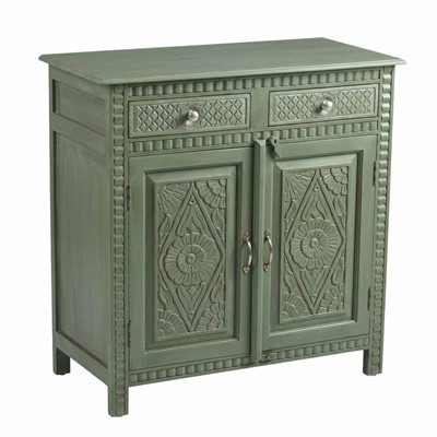 Credenza mango 2 ante e 2 cassetti verde top marrone 90X45H100