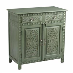 Credenza mango 2 ante e 2 cassetti verde top marrone 90X45H100