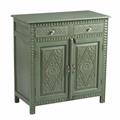 Credenza mango 2 ante e 2 cassetti verde top marrone 90X45H100