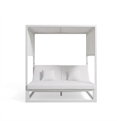 Lettino doppio Rain alluminio bianco 198x198x200h con copertura