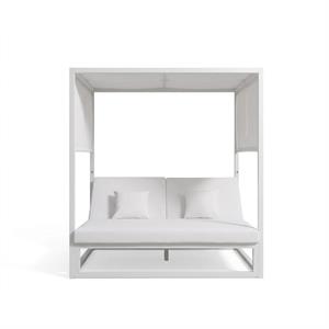 Lettino doppio Rain alluminio bianco 198x198x200h con copertura