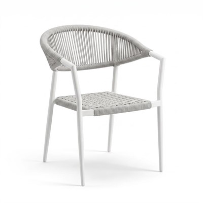 Poltrona Camila cm 57x60,5x76,5h alluminio bianco corda grigia