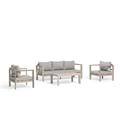 Salotto Nova alluminio beige divano 3 p., 2 poltrone, 1 tavolo