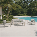 Salotto Nova alluminio beige divano 3 p., 2 poltrone, 1 tavolo
