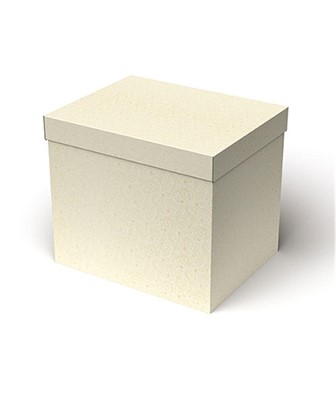Scatola cartone 38,5x30H33 avorio fiori con coperchio