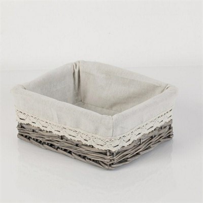 Cesto grigio in vimini foderato 25X20H9 