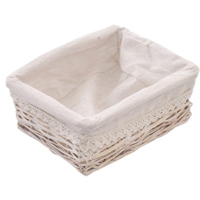 Cesto rettangolare in vimini bianco 25X20H9
