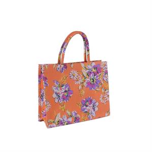 Borsa tela arancio stampa fiori 40x15h32