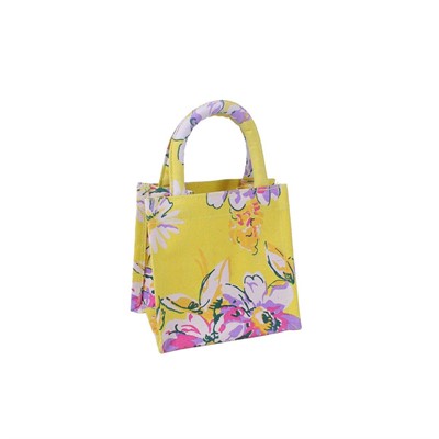 Borsina tela gialla stampa fiori15X12h15