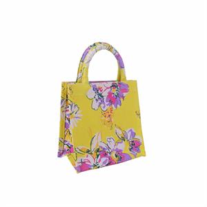 Borsina tela gialla stampa fiori 20X12h20