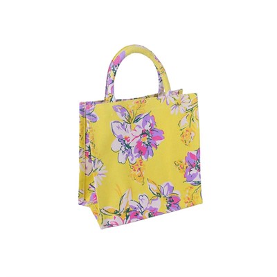 Borsina tela gialla stampa fiori 25X15h25