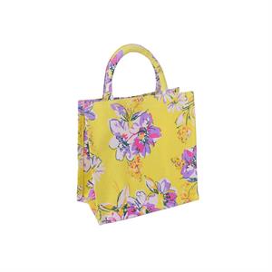 Borsina tela gialla stampa fiori 25X15h25