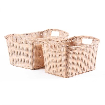 Cesto in midollino sbiancato 57X43H34 in set di 2