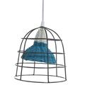 Lampadario in metallo e vimini blu Ø18