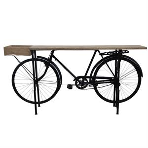 Consolle bici in metallo e legno di mango 184x36H93
