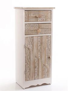 Mobile abete e mdf intagliato cm 48X32H109 1 anta e 2 cassetti