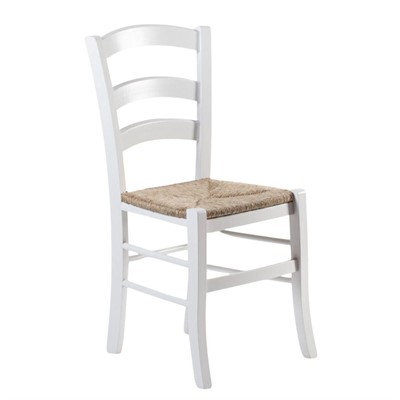 Sedia bianca impagliata Marsiglia 40X38H86