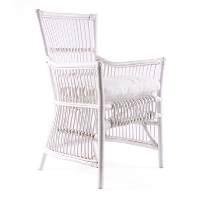 Poltrona in rattan bianco con cuscino 58X63H95