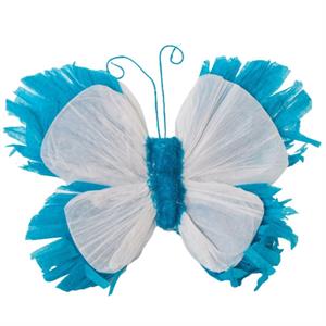 Farfalla azzurra decorativa in carta 20 cm