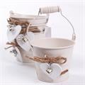 Secchiello crema in latta Ø10X8 in set di 4