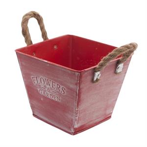 Portavaso rosso in latta 13x13H10
