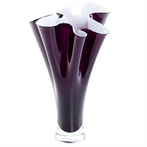Vaso in vetro bianco e viola H35