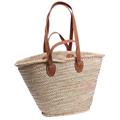 Borsa in palma con manici in cuoio 48X28H35
