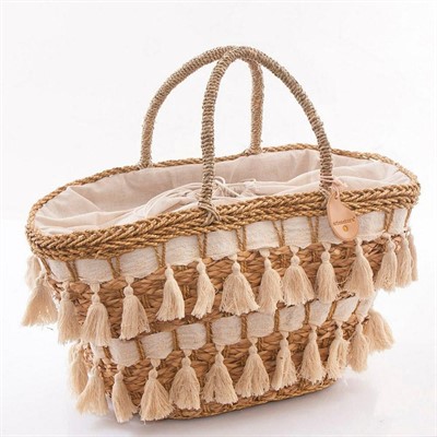 BORSA ERBA OVALE CON NAPPINE