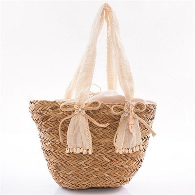 BORSA ERBA OVALE CON FIOCCHI