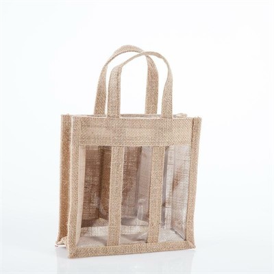 Shopper in juta con finestra 19x7H19