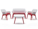 Salotto Luxor rosso e bianco in resina in set di 4 