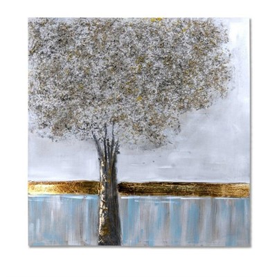 Quadro dipinto albero dorato 100x100