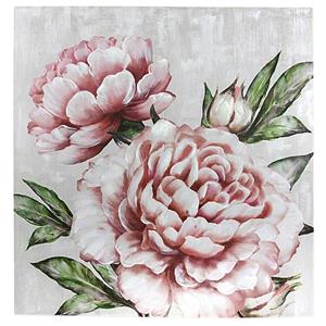 Quadro dipinto fiori rosa 100x100