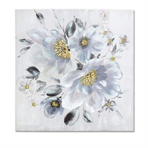 Quadro dipinto fiori bianchi 100x100