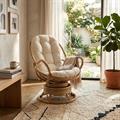 POLTRONA SWIVEL GIREVOLE NATURALE CON CUSCINO 78X87H96