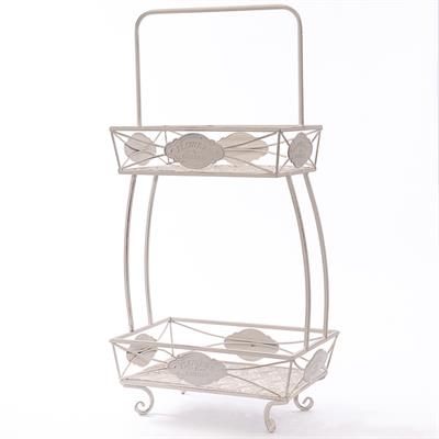 Portafiori a due piani in metallo bianco 43X25H82