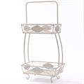 Portafiori a due piani in metallo bianco 43X25H82
