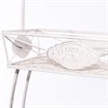 Portafiori a due piani in metallo bianco 43X25H82
