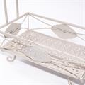 Portafiori a due piani in metallo bianco 43X25H82
