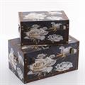 Baule in mdf con rose 47x28H26 in set di 2 