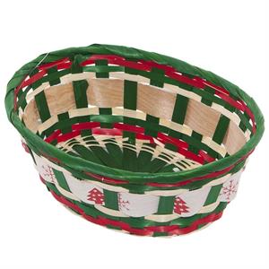 CESTO OVALE BAMBOO BIANCO/ROSSO/VERDE CM.24X18X9 - MADE IN CHINA