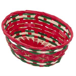 CESTO OVALE BAMBOO ROSSO/VERDE/BIANCO CM.24X18X9 - MADE IN CHINA
