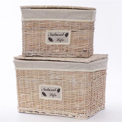 Baule in vimini sbiancato 60X40H40 in set di 2 