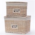 Baule in vimini sbiancato 60X40H40 in set di 2 