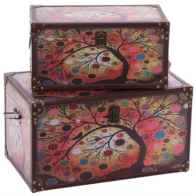Baule in mdf Albero 48x28H26 in set di 2 