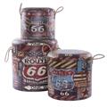 Pouf contenitore Route 66 Ø40H42 in set di 3