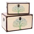 Baule contenitore in mdf albero 48x28H26 in set di 2  