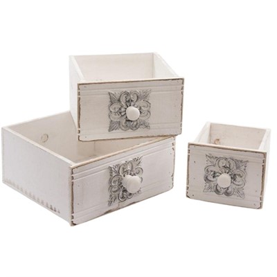 Cassetta bianche in abete  22x22H10,8 in set di 3